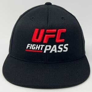 UFC Fight Pass Hat Baseball Cap MMA Mixed Martial Arts Black 210 Flex Fitted S-M